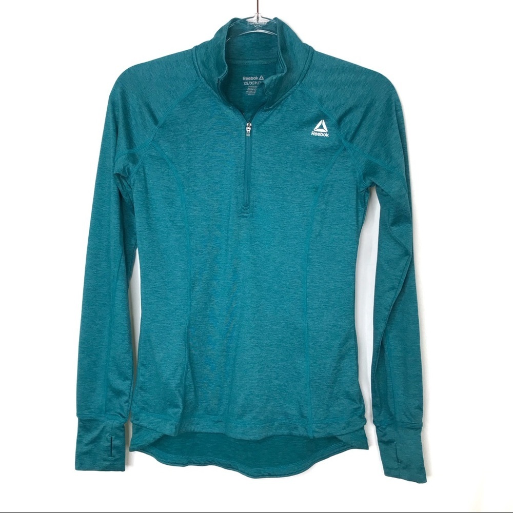 Reebok | Teal Blue Athletic Pullover Stretchy Polyester Workout 1/4 Zip Women XS